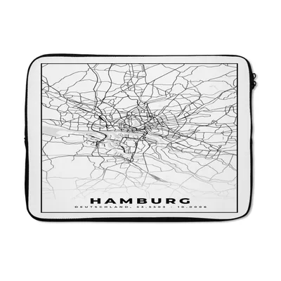 Produktbild von MuchoWow® Laptop Hülle 13 Zoll Hamburg - Karte - Stadtplan Laptoptasche - Laptophülle - Sleeve - Rundumschutz