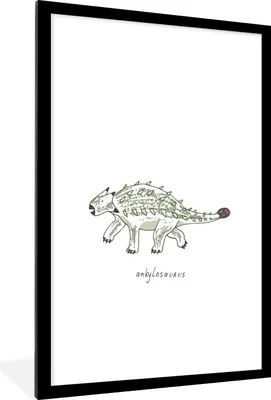 Produktbild von MuchoWow® Gerahmtes Poster Kinderzimmer - Dinosaurier - Ankylosaurus - Jungen - Mädchen - Kind 60x90 cm - Poster mit Schwarzem Bilderrahmen Wandposter Rahmen Foto Bilder - Dekoration - Wandposter Wohnzimmer - Hochwertig