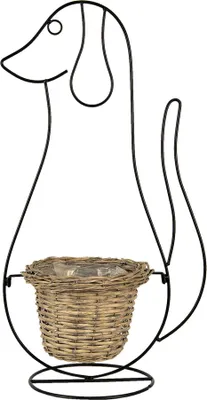 Produktbild von Clayre & Eef Blumentopf Hund 35x22x67 cm Schwarz Eisen