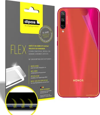 Produktbild von 2x Schutzfolie für Honor Play 3 Rückseite Folie, 100% Displayabdeckung, dipos Flex
