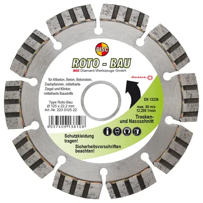 Disc Dia Scheibe Roto Bau für Trocken und Nassschnitt 125x10x22.2 mm