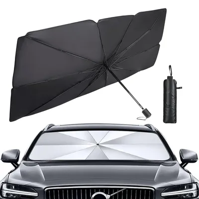 Immagine prodotto di Parasole per auto, 140x80 cm - Pieghevole - Protezione UV - Parasole riflettente - Universale per auto/SUV - Protegge il cruscotto - Parasole
