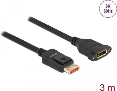 Produktbild von DeLOCK DisplayPort Verlängerungskabel zum Einbau 8K 60 Hz 3 m, 3 m, DisplayPort, DisplayPort, Männlich, Weiblich, 7680 x 4320 Pixel