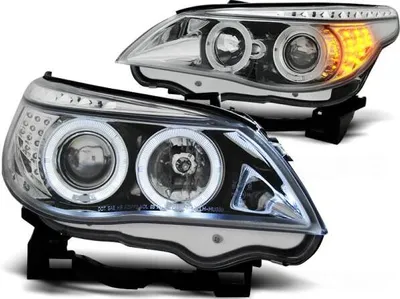 Produktbild von LED Angel Eyes Scheinwerfer passend für BMW 5er E60/E61 03-07 chrom mit LED Blinker