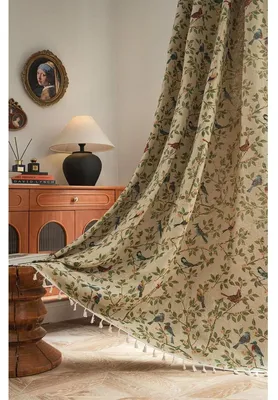 Produktbild von Vintage-Vorhang aus Jacquard-Webart mit Fransen - 150 x 160 cm - Beige - Baumwolle und Leinen