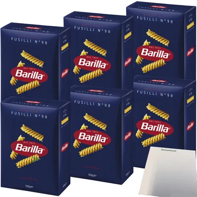 Produktbild von Barilla Pasta Fusilli N° 98 6er Pack (6x500g Packung) + usy Block