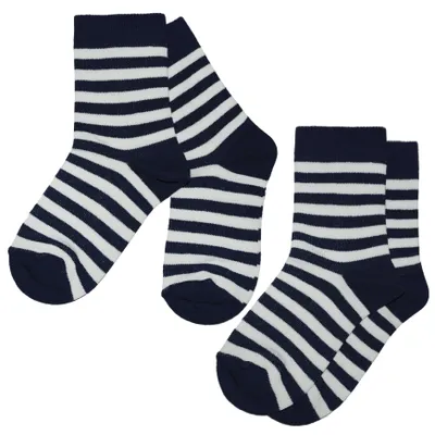 Produktbild von Kinder Socken 2-er Pack aus Baumwolle Farbige Ringel Marine Größe 18-19