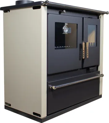 A studio shot of a wood-burning stove.