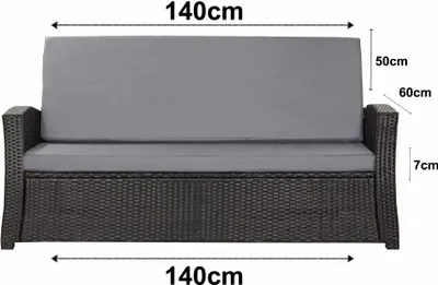 Obrázok produktu pre Vankúše na sedenie pre záhradnú lavicu 140x60x50cm Sedadlo s operadlom, vankúš na záhradný nábytok vankúš na záhradnú hojdačku Šedý vonkajší vankúš - Slim