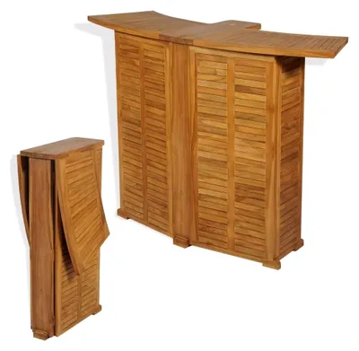 Produktbild von Klappbarer Bartisch mit Schirmloch 155x53x105 cm Teak Massiv