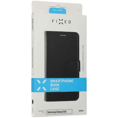 The image shows the retail packaging of a smartphone book case.
