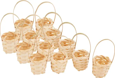 Produktbild von VBS XXL Mini Körbchen Bambus 12er Set 3 cm hoch Ideal für Deko und Basteln
