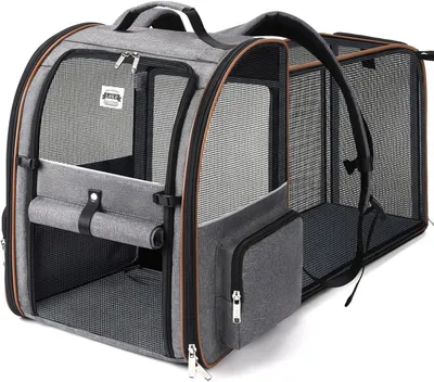 Produktbild von Erweiterbarer Katzenrucksack für Katzen und Hunde bis 8 kg, Grau