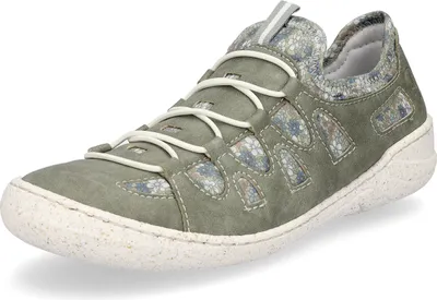 Produktbild von Rieker Damen Sneaker mit Ziersenkel grün mit Blumenmuster 36
