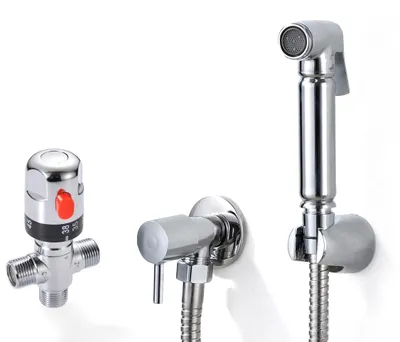 Bidet-Dusche-Set, thermostatisch, Chrom, Messing, 2 Sets