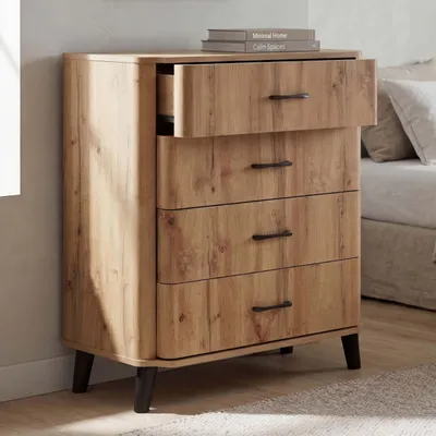 Produktbild von Kommode HWC-P42, Sideboard Schrank Anrichte, 4 Schubladen, MDF 92x80x40cm  Wotan-Eiche-Optik