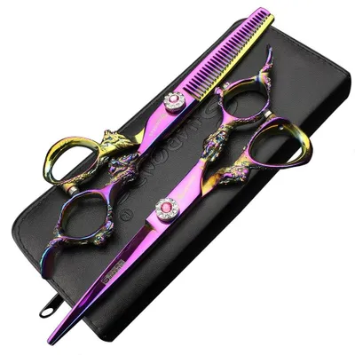 Immagine prodotto di Forbici da parrucchiere - 15 cm - Acciaio inossidabile 440C - Viola - Taglio preciso per capelli