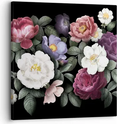 Produktbild von Bild auf Leinwand - Leinwandbild - Einteilig - Blumen Blumenstrauß Komposition - 30x30cm - Wand Bild - Wanddeko - Wandbilder - Leinwanddruck - Bilder - Wanddekoration - Leinwand bilder - AC30x30-5032