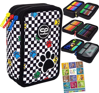 Produktbild von Federtasche 3-fache Federmappe Catch ME Federmäppchen 46-teilig gefüllte Schüleretui Stifte und Pinsel inkl. Aufgabenheft Federbox Etui Stiftetasche