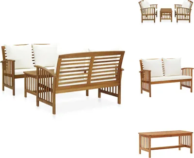 Image de vidaXL Ensemble de salon de jardin 3 pièces avec coussins en bois massif d'acacia - Ensembles de meubles de jardin