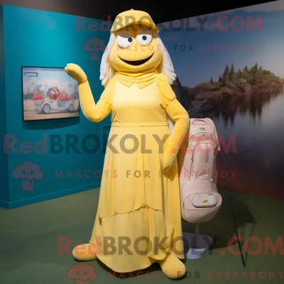 Obrázek produktu pro Postava REDBROKOLY maskota žluté golfové tašky oblečená do Maxi šatů a tkaniček