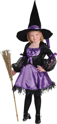 Produktbild von M211027-152-A schwarz-lila Kinder Hexenkleid Halloweenkleid Gr.152