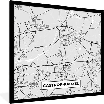 Produktbild von MuchoWow® Gerahmtes Poster Karte - Stadtplan - Deutschland - Castrop-Rauxel - Karte 40x40 cm - Poster mit Schwarzem Bilderrahmen Wandposter Rahmen Foto Bilder - Mit Rahmen - Wanddekoration Schlafzimmer