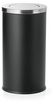 Produktbild von 2x Abfalleimer mit Schwingdeckel 80 l Ø 37 cm, pulverbeschichteter Stahl schwarz
