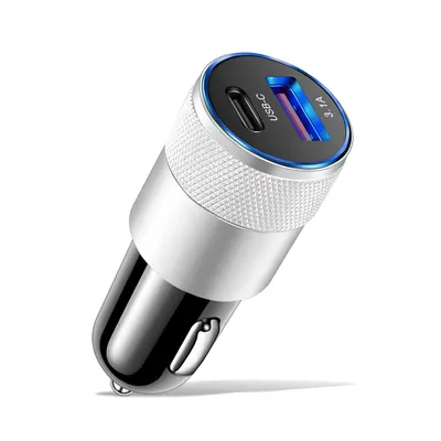Produktbild von Auto Ladegerät USB-C & USB-A QC 3.1 KFZ Dual Ladeadapter für Zigarettenanzünder Schnellladegerät PD