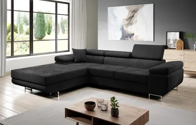 Produktbild von FurMeb24 ECKSOFA LAZZANO MONOLITH 95 - linke seite - GRAPHIT - mit schlaffunktion und bettkasten