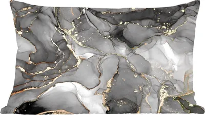 Produktbild von MuchoWow® Zierkissen Sofakissen Wohnzimmer Dekokissen 50x30 cm Marmor - Schwarz - Gold - Grau - Wohnzimmerdekoration - Polster mit Photo