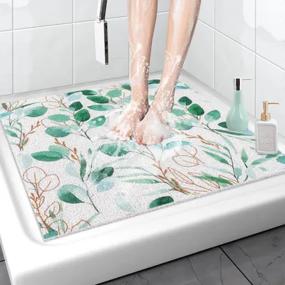 Zdjęcie produktu dla Mata pod prysznic antypoślizgowa, 60x60 cm, PVC, z masażem i odprowadzaniem wody, szybko schnąca, zielona