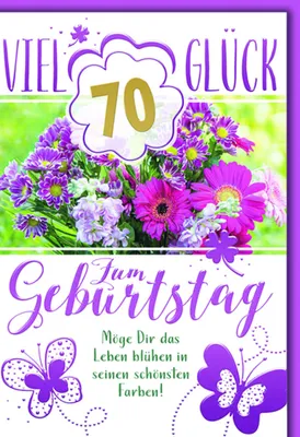 Produktbild von 70. Geburtstag Glückwunschkarte mit Briefumschlag Bunter Blumenstrauß