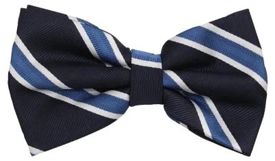 Produktbild von Fabio Farini - 1 Stück Herren Streifen Fliegen - Männer Querbinder Vorgebunden Bowtie Streifen - Schwarz/Blau/Weiß
