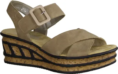 Produktbild von Rieker 68163-62 Damenschuhe, Keilsandale, Kunstleder, Beige, Sandale - Damenschuhe Sandalette / Sling, Braun