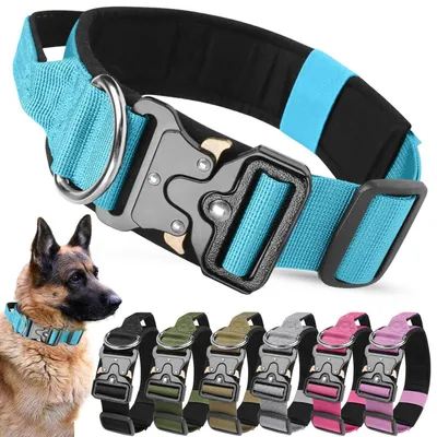 Produktbild von Taktisches Hundehalsband mit Griff, Gepolstert, Verstellbar, Blau, M