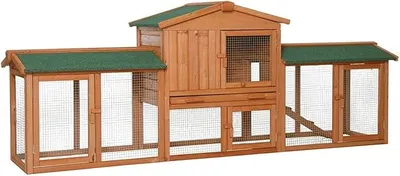 Imagen del producto de Jaula de madera para conejos de la marca Silecomplaza, de 2 niveles con rampa, con dimensiones de 212 x 52 x 85 cm