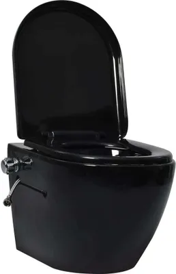 Produktbild von vidaXL Wand-WC Spülrandlos Unterputz-Spülkasten Schwarz Keramik