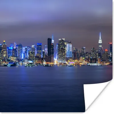 Produktbild von MuchoWow® Poster New York - Skyline - Nacht 100x100 cm - Babyzimmer