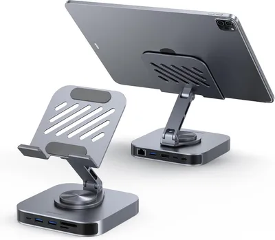 Produktbild von BENFEI USB C Hub Tablet Stand, 9-in-1 Foldable Rotating iPad Stand Docking Station with 4K@60Hz HDMI, Ethernet, 1xUSB-C