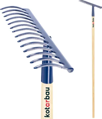 Image de KOTARBAU® Râteau renforcé en acier avec manche en bois Râteau de jardin avec 14 dents