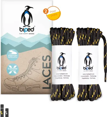 Produktbild von biped LACES 2 Paar runde Schnürsenkel ø 3,5 mm extra robust z2903(schwarz/gelb,90 cm)