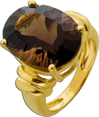 Produktbild von Rauchquarzring Gold 375 9K cognac brauner Edelstein 10.25ct 16