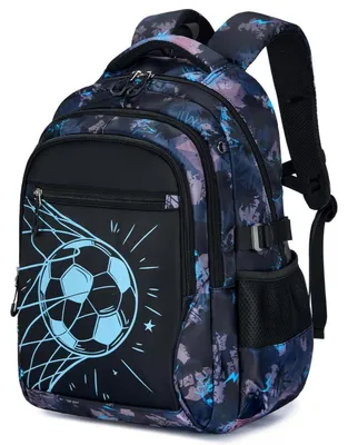 Produktbild von Schulrucksack für Jungen, großer leichter Schulranzen mit 15,6" Laptopfach, reflektierend, für Grundschule bis Gymnasium, Freizeit & Reisen, Schwarz
