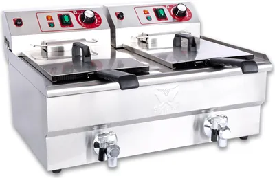 Produktbild von Beeketal Gastronomie Friteuse Fritteuse 230V, Fritteuse BTF/BWF:BWF-132P - 13 + 13 L mit Ablaufhahn