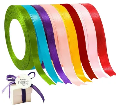 Productafbeelding van Satlintape - 8 rollen satijnlint van polyester - voor decoratie en knutselen - 2 cm x 220 cm
