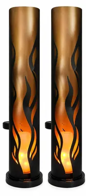 Produktbild von 2x LED Solarleuchte, Feuer-Effekt, Schwarz, Außenbereich, H 49 cm