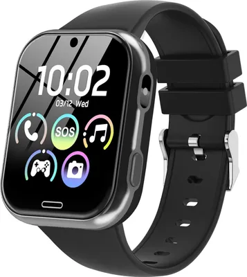 Produktbild von CATGIFF Kinder Smartwatch Mädchen Jungen 4 10 Jahre Schwarz mit Telefonfunktion SOS Kamera Musik Spiele Schrittzähler Wecker Taschenlampe Geschenk Uhr