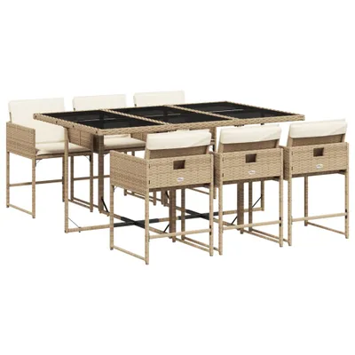 Produktbild von vidaXL 7-tlg. Garten-Essgruppe mit Kissen Beige Poly Rattan