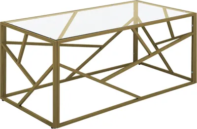 Produktbild von BELIANI Couchtisch Gold Transparent 50 x 100 cm Glastischplatte Metallgestell Glänzend Zusätzlichen Streben Rechteckig Modern